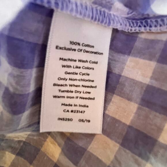 Talbots Preppy Coastal Cottagecore Blue Gingham Popover Top Cotton Large - Picture 9 of 9